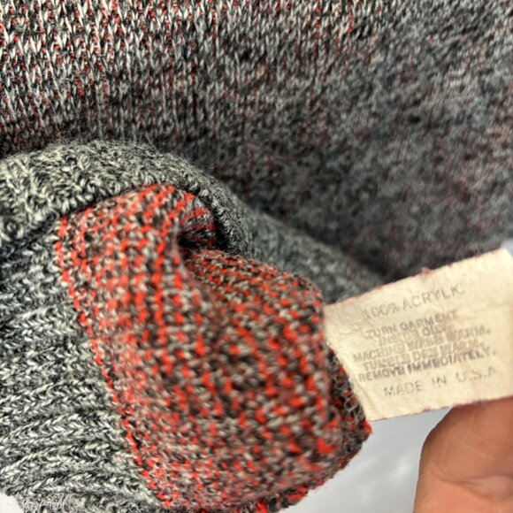 Vintage 80s Le Tigre Mens Sweater Large Tall LT Red Knit Pullover Winter Holiday - Picture 10 of 15